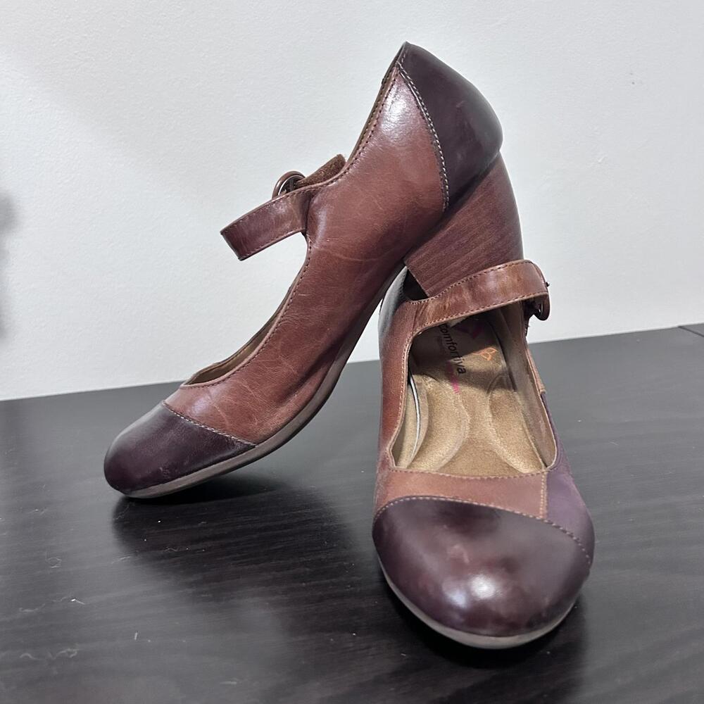 Comfortiva Alora Leather Mary Jane Brown Patchwork Women's size 8.5 - Picture 6 of 9